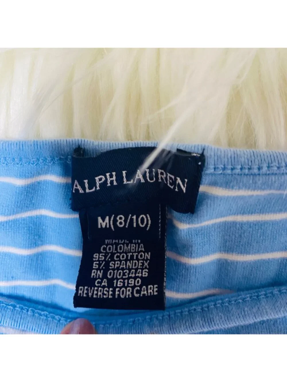 Ralph Lauren Dress Girls 8/10 Blue Striped Long‎ Sleev